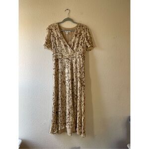 Coldwater creek 100% silk midi tie waist dress size large‎